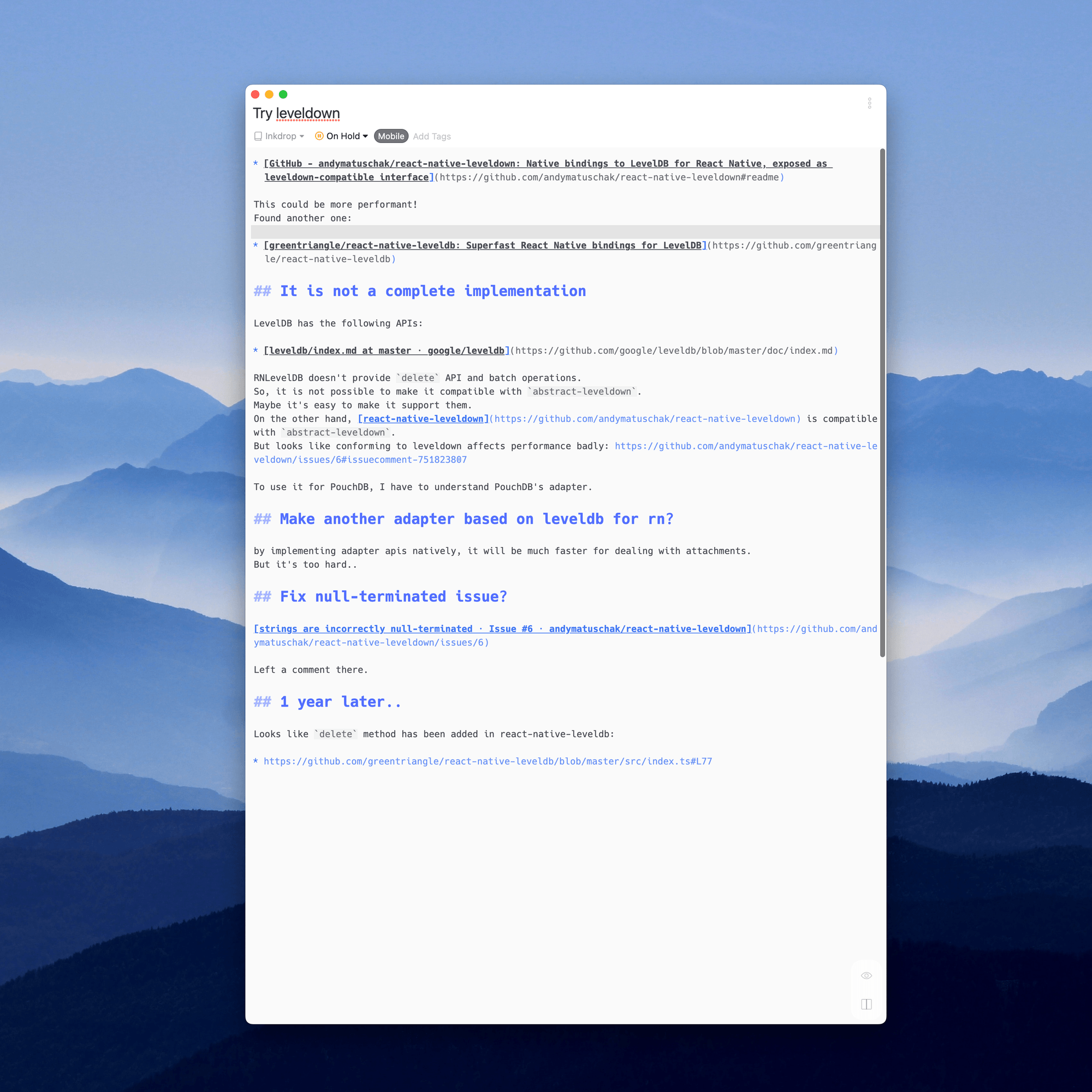 A note about switching the database engine