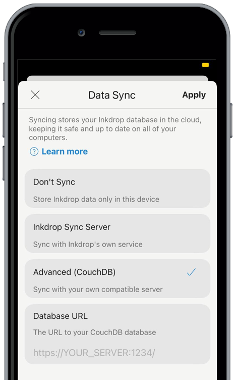 Sync with custom server on the mobile app