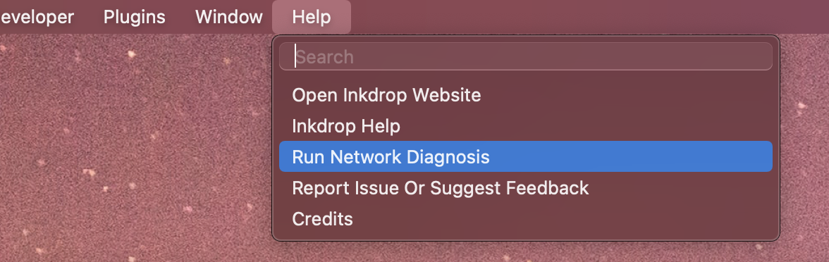 Network diagnosis menu